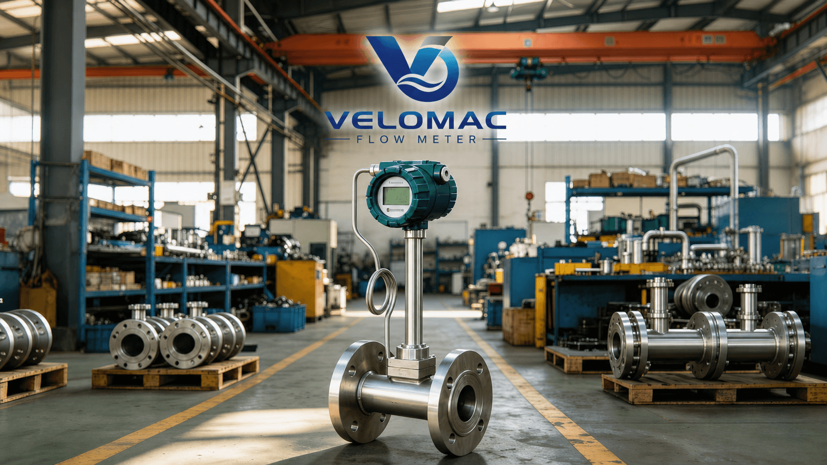 Velomac production floor with flowmeter product support