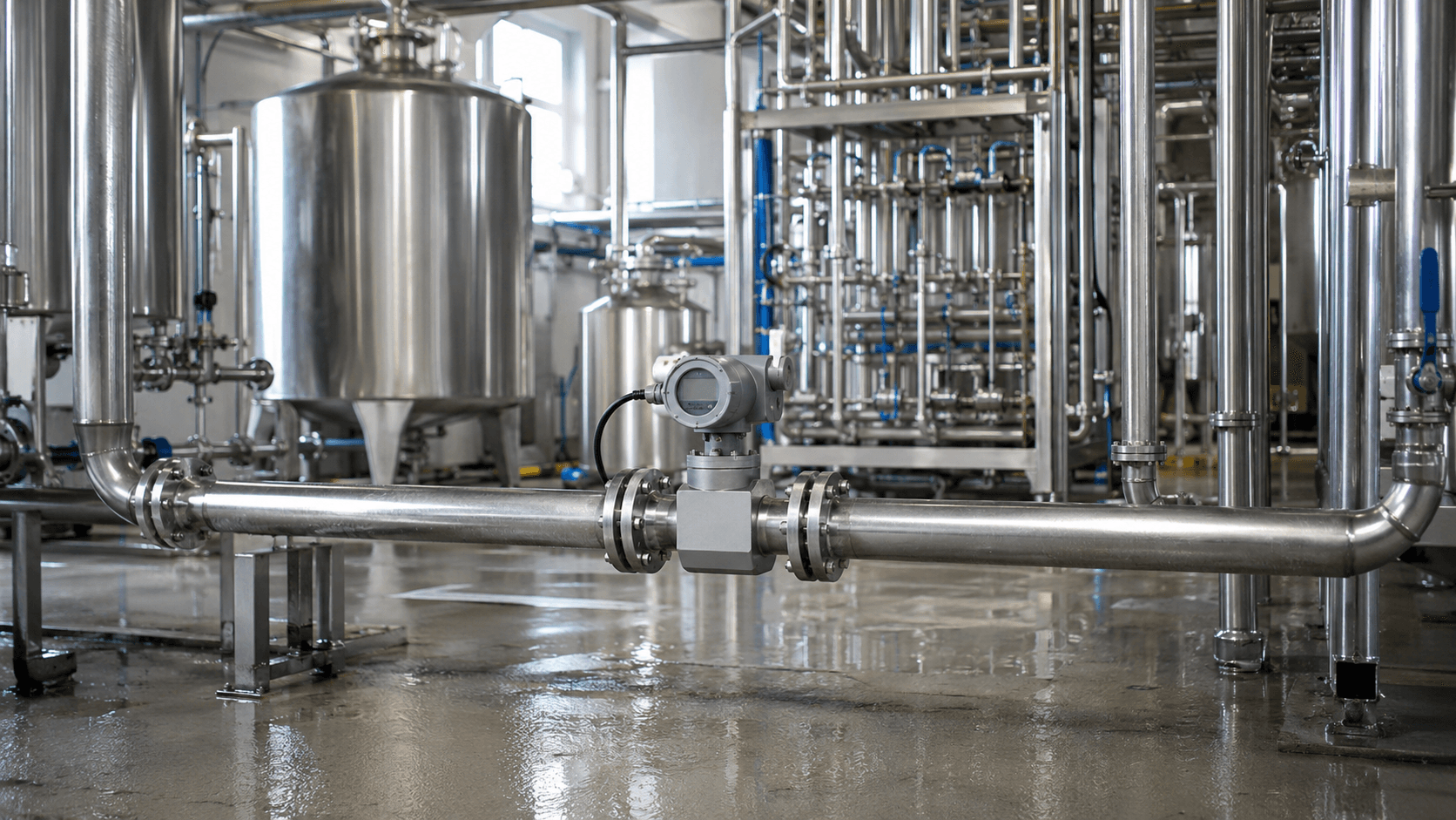 Clean stainless steel chemical process line and vessel