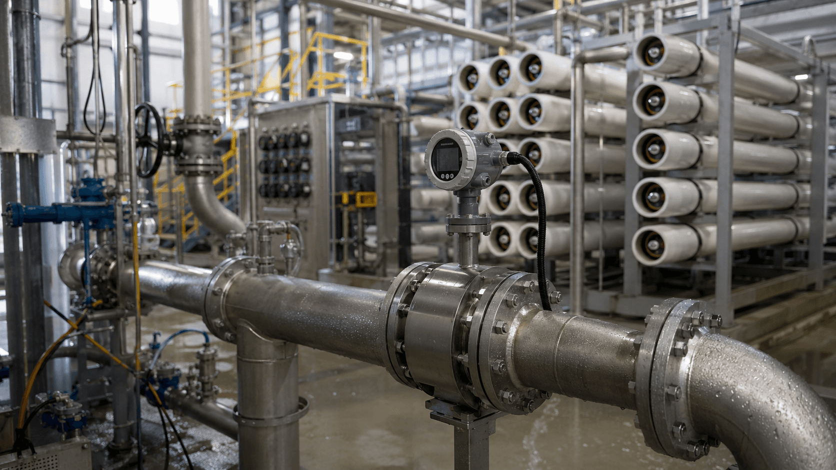 Industrial process line for balanced differential pressure flowmeter application context