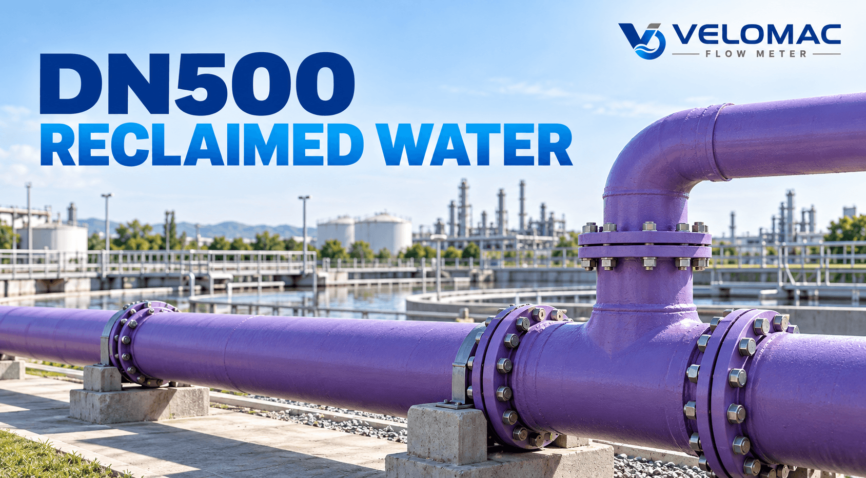 DN500 reclaimed water pipeline with a branch connection for flowmeter sizing